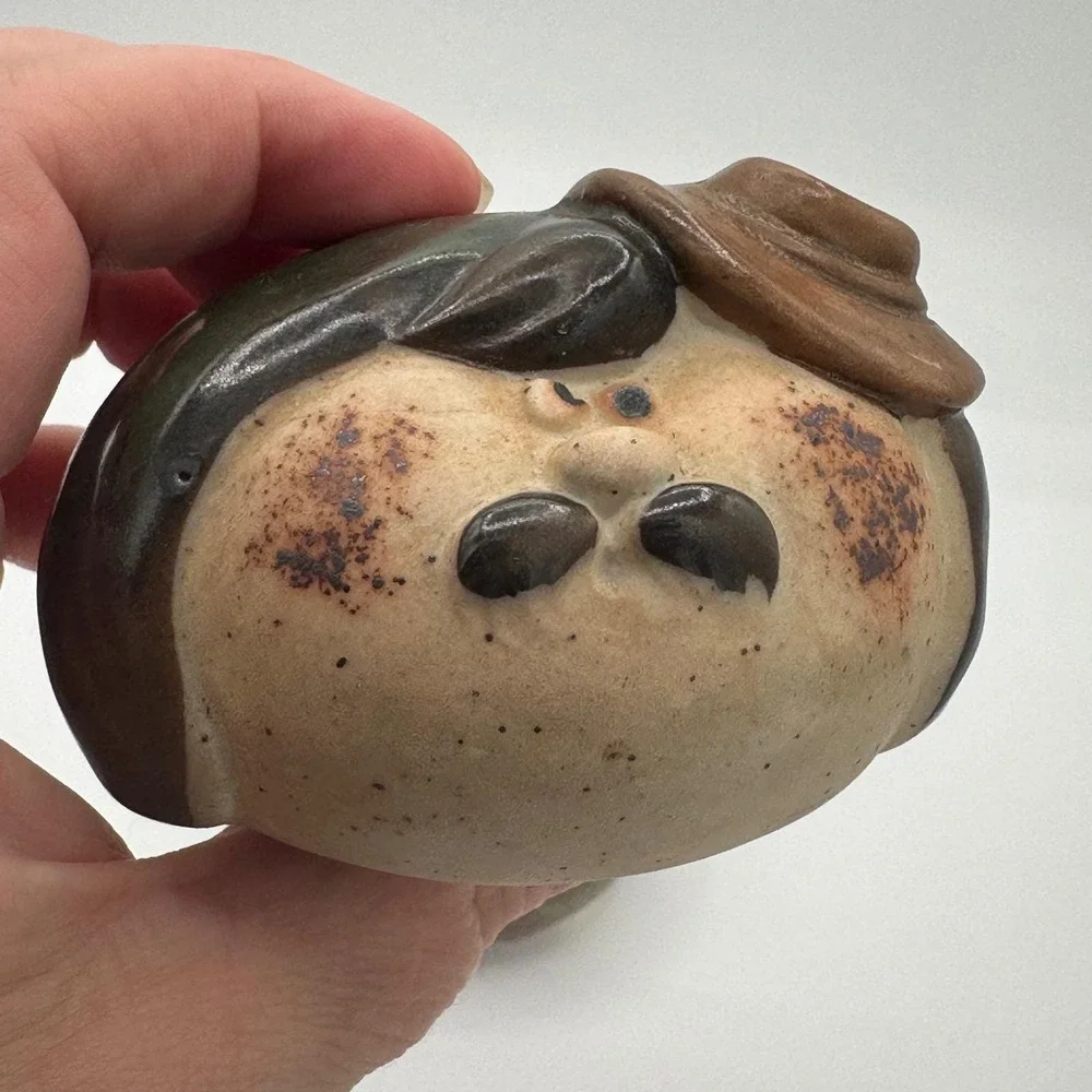 Vintage UCTCI Japan Studio Pottery Salt and Pepper Shakers Mustache Man Set